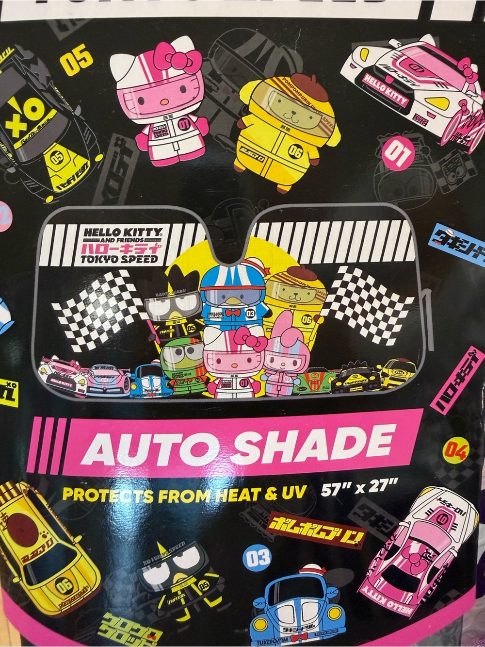 Hello Kitty Racing Sunshade - Pink, Yellow & Black